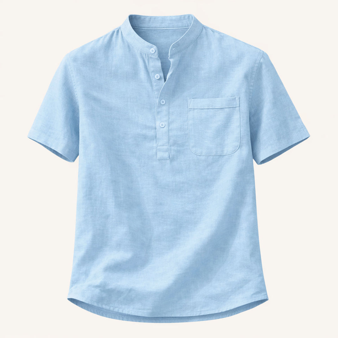 The Hillgate Men’s Casual Cotton Linen Henley Shirt