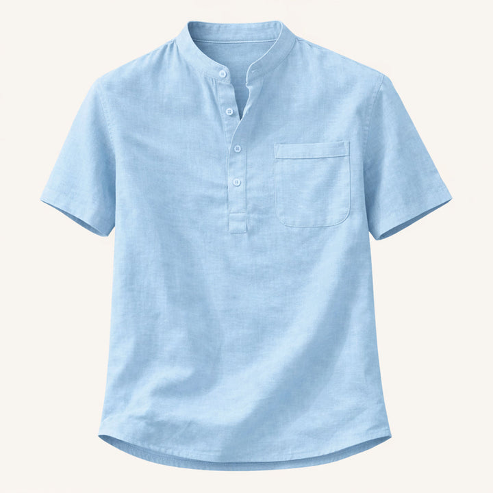 The Hillgate Men’s Casual Cotton Linen Henley Shirt