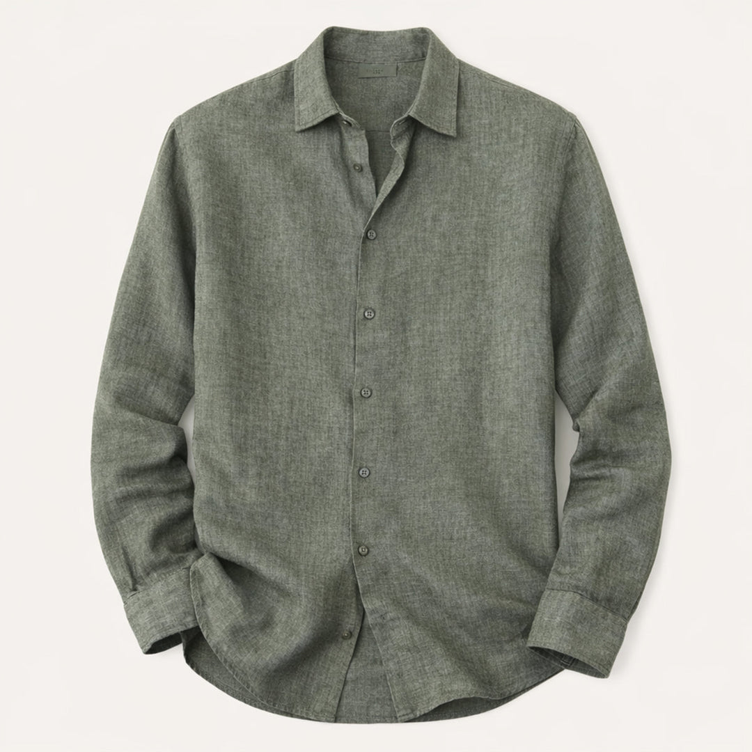 The Cedar Ridge Hill Men’s Trendy Loose Fit Linen Button Up Shirt