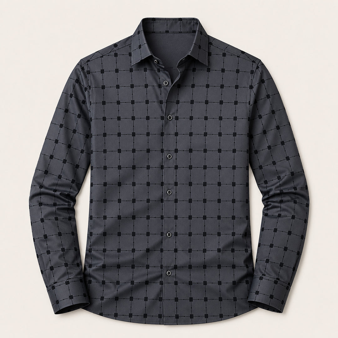 The Caserta Men’s Slim Fit Check Print Dress Shirt