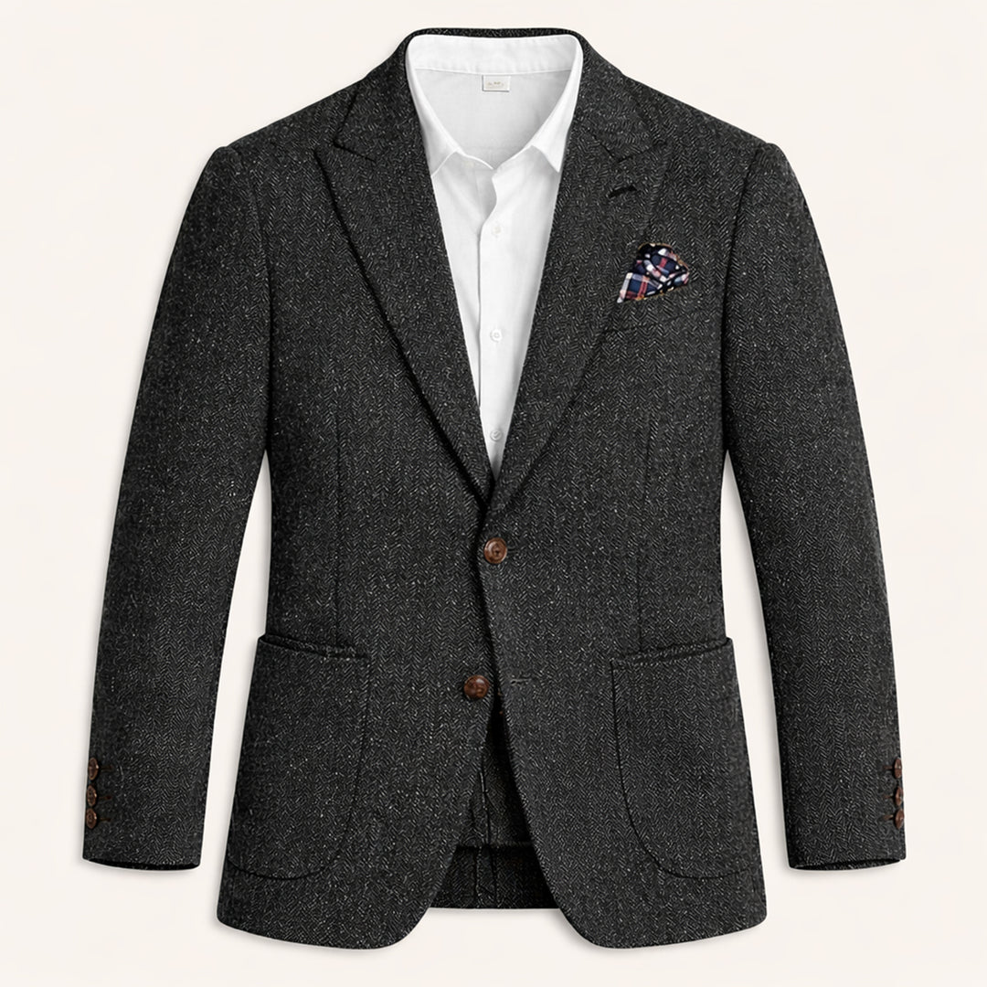 The Domaso Men’s Business Herringbone Single Breasted Tweed Blazer - Wedding Guest