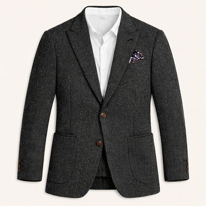 The Domaso Men’s Business Herringbone Single Breasted Tweed Blazer - Wedding Guest