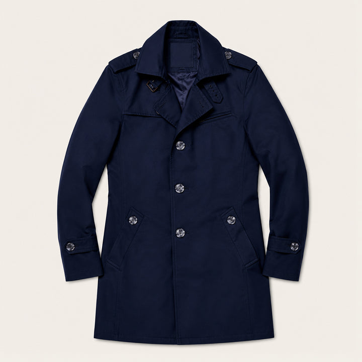 The Riomaggiore Men's Slim Notched Collar Single Breasted Trench Coat