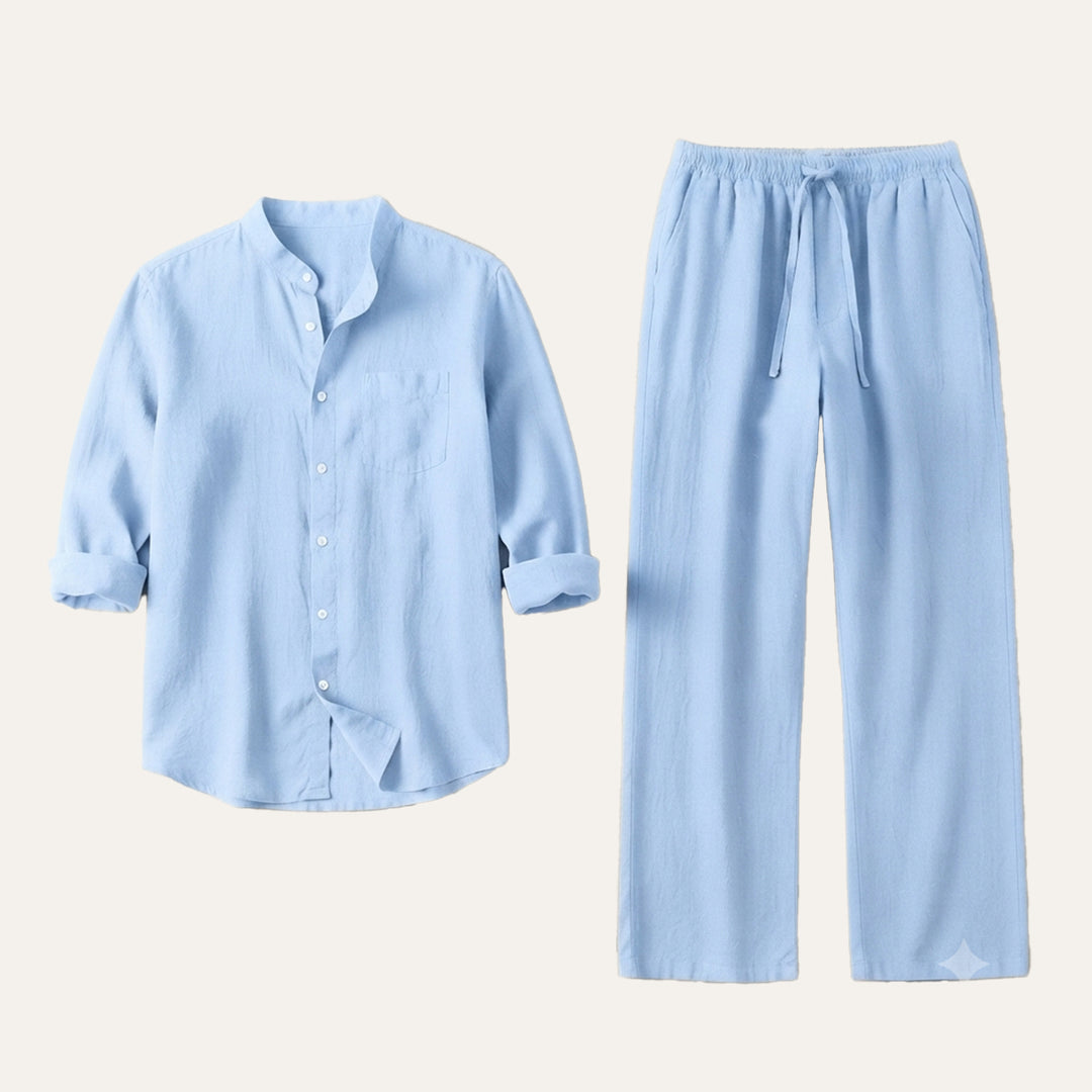 The Meadowwood Men’s Casual Linen Two Piece Set – Shirt & Pants