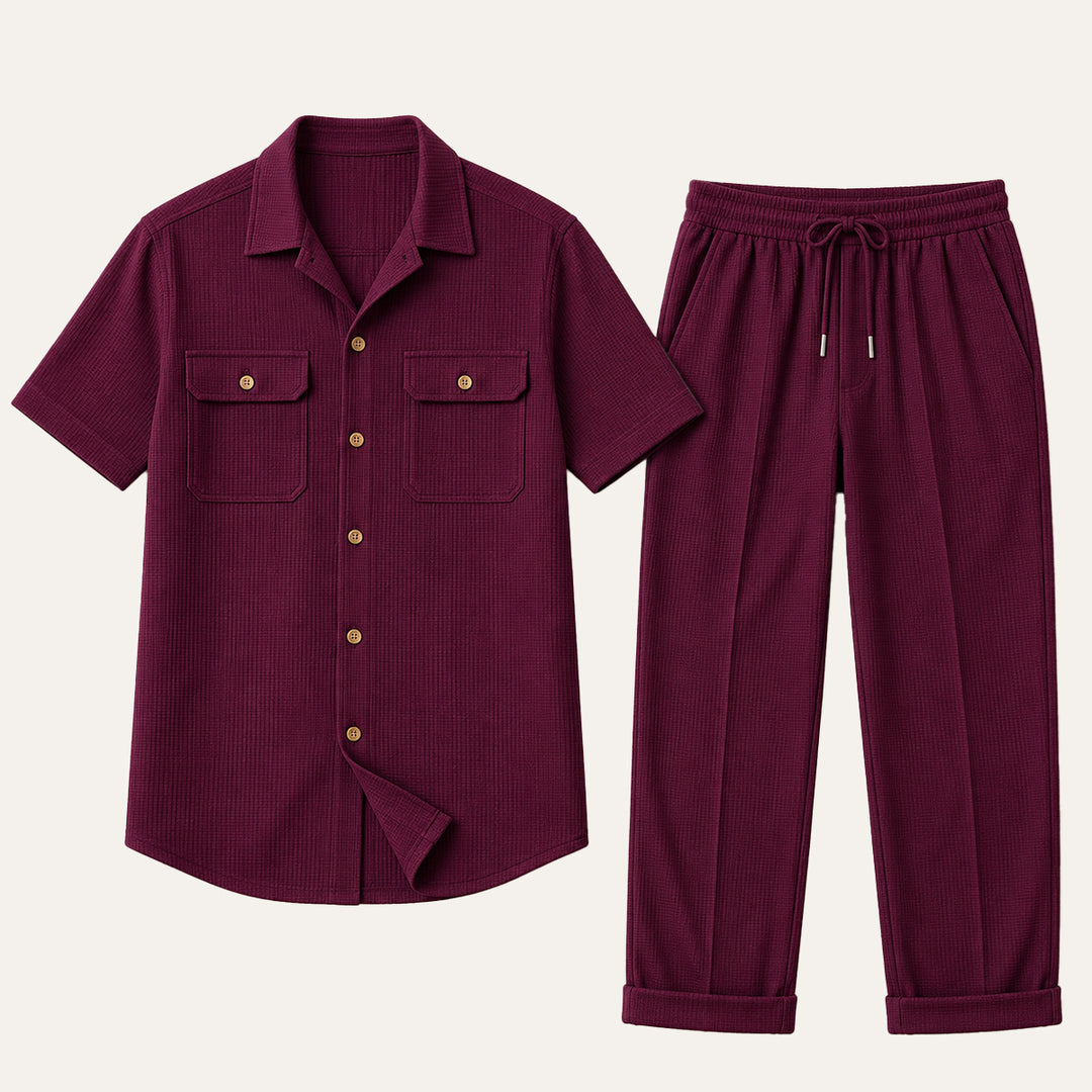 The Edgemont Men’s Casual Button Up Shirt & Pants Set