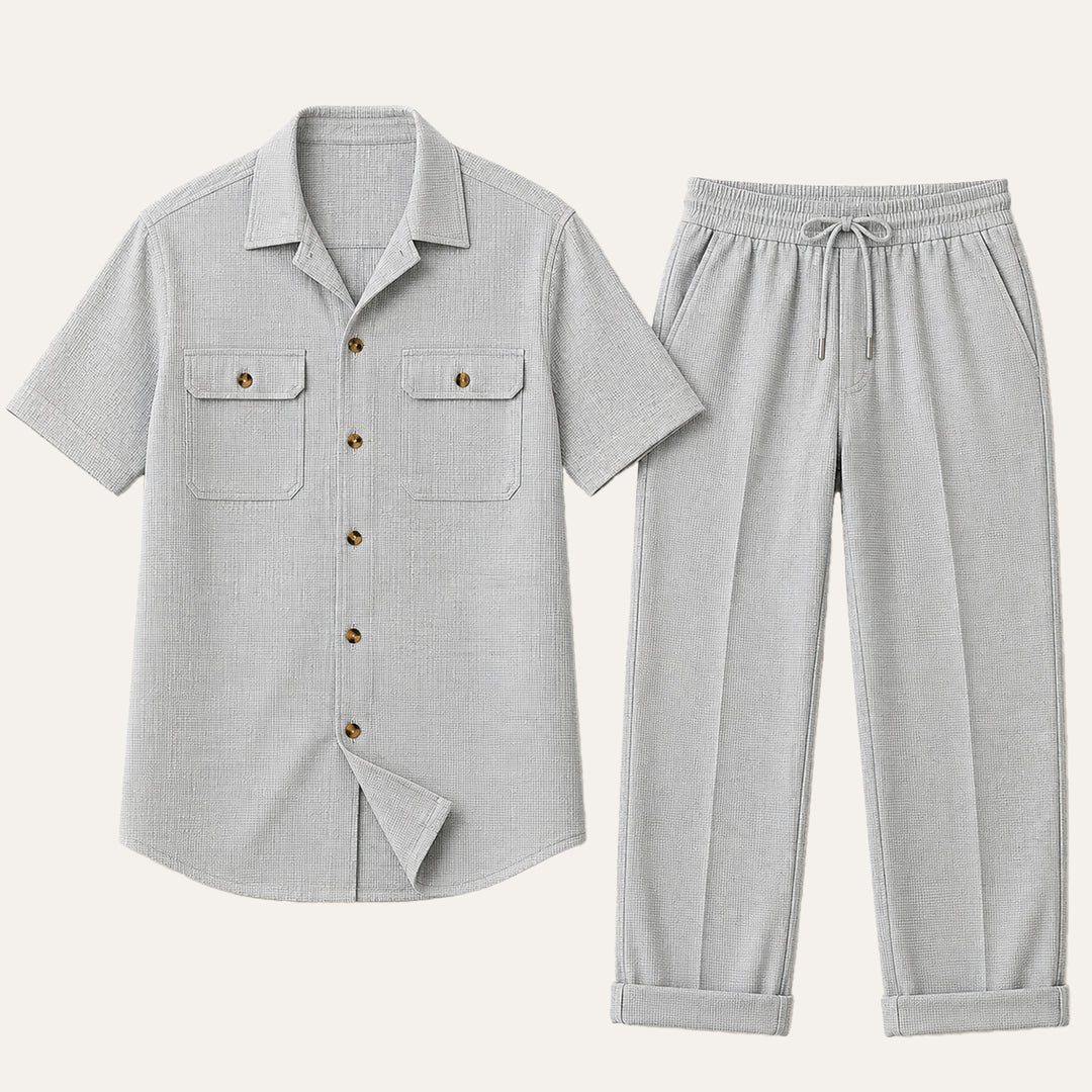 The Edgemont Men’s Casual Button Up Shirt & Pants Set