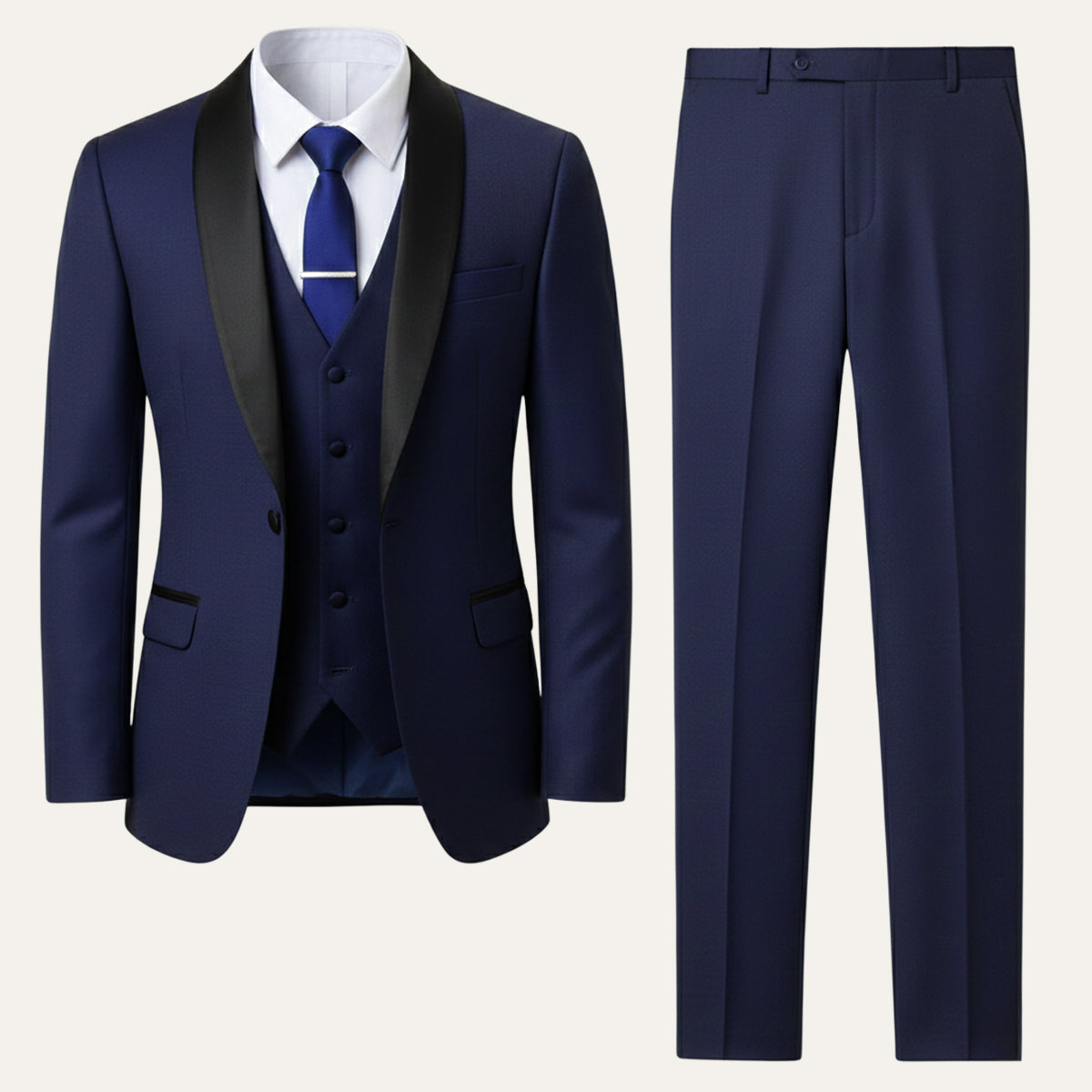 The Trebbiano Men’s 3 Piece Suit – Elegant Slim Fit Formal Tuxedo Set