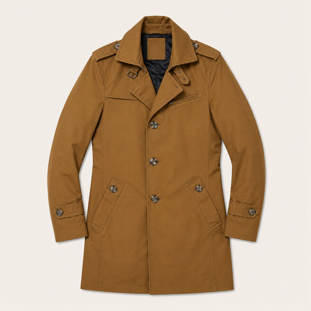 The Riomaggiore Men's Slim Notched Collar Single Breasted Trench Coat