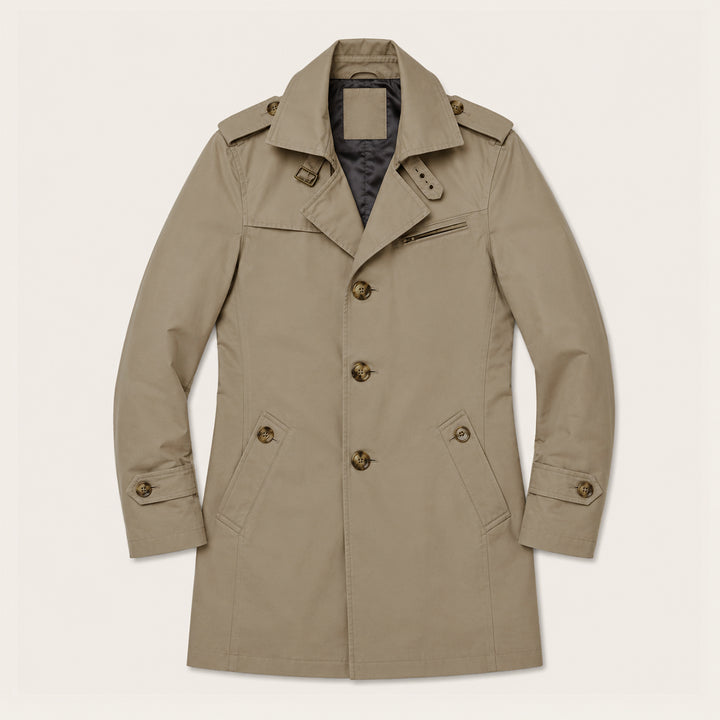 The Riomaggiore Men's Slim Notched Collar Single Breasted Trench Coat