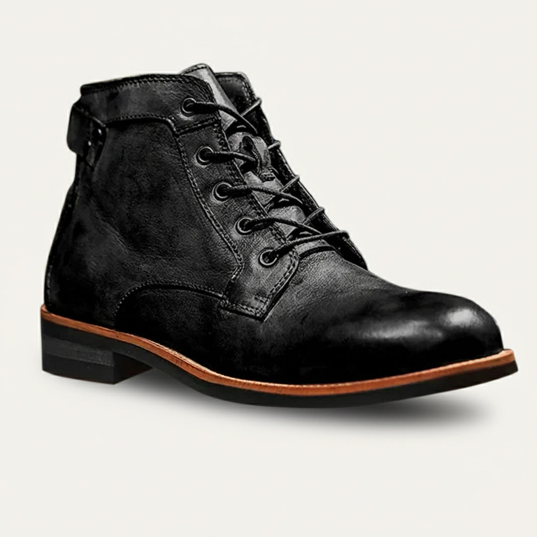 The Lucca Men’s Lace Up Vintage Faux Leather Ankle Boots