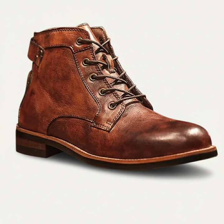 The Lucca Men’s Lace Up Vintage Faux Leather Ankle Boots