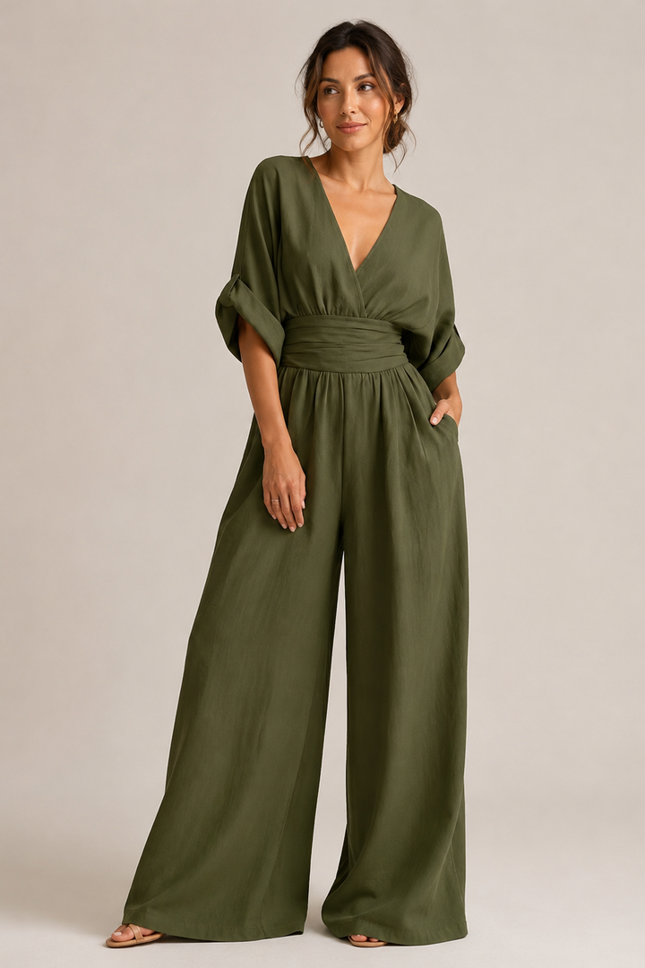 Women's Belted Wide Leg Jumpsuit