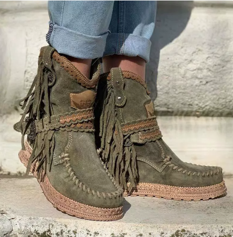 Fringed Bohemian Western Boots for Women