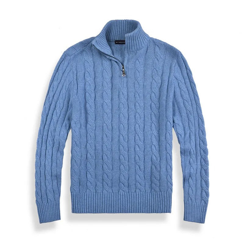 The Genève Old Money Half Zip Sweater for Men - 100% Merino Wool