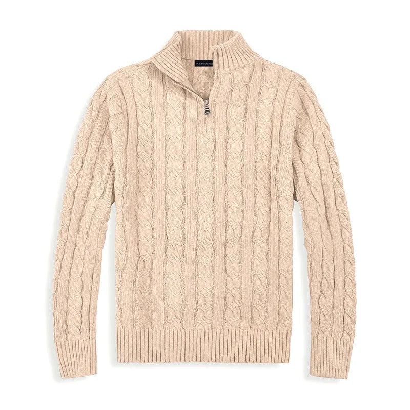 The Genève Old Money Half Zip Sweater for Men - 100% Merino Wool