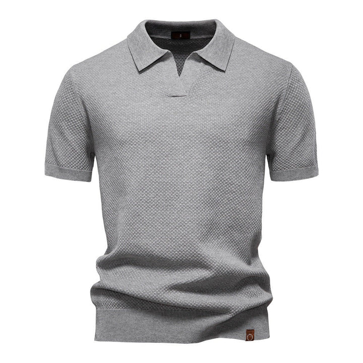 The Oakland Hills Men's Textured Knit Open Collar Polo Shirt