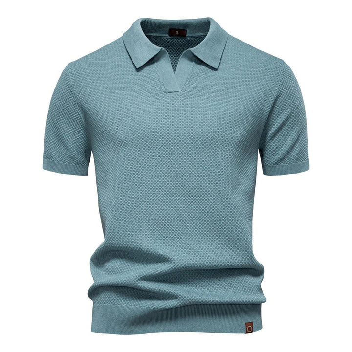 The Oakland Hills Men's Textured Knit Open Collar Polo Shirt