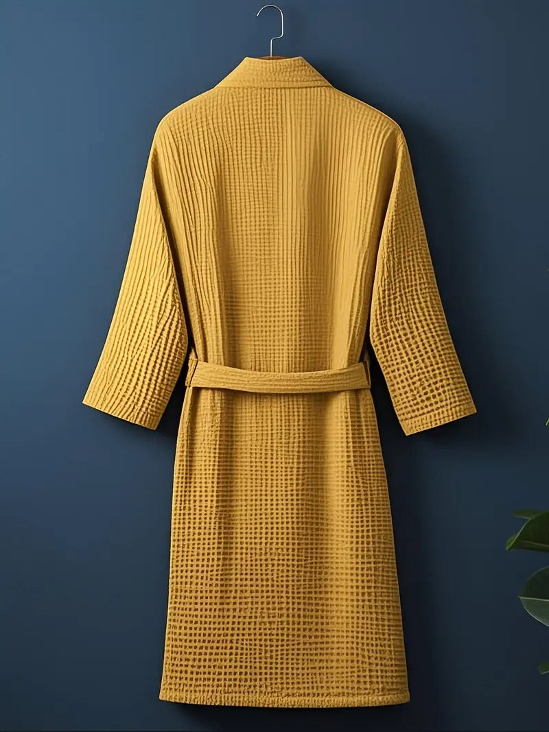 The Eastbourne Men's Cotton Waffle Lightweight Spa Bathrobe with Belt