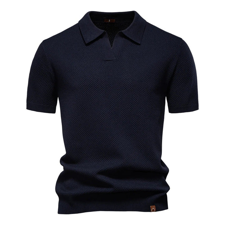 The Oakland Hills Men's Textured Knit Open Collar Polo Shirt