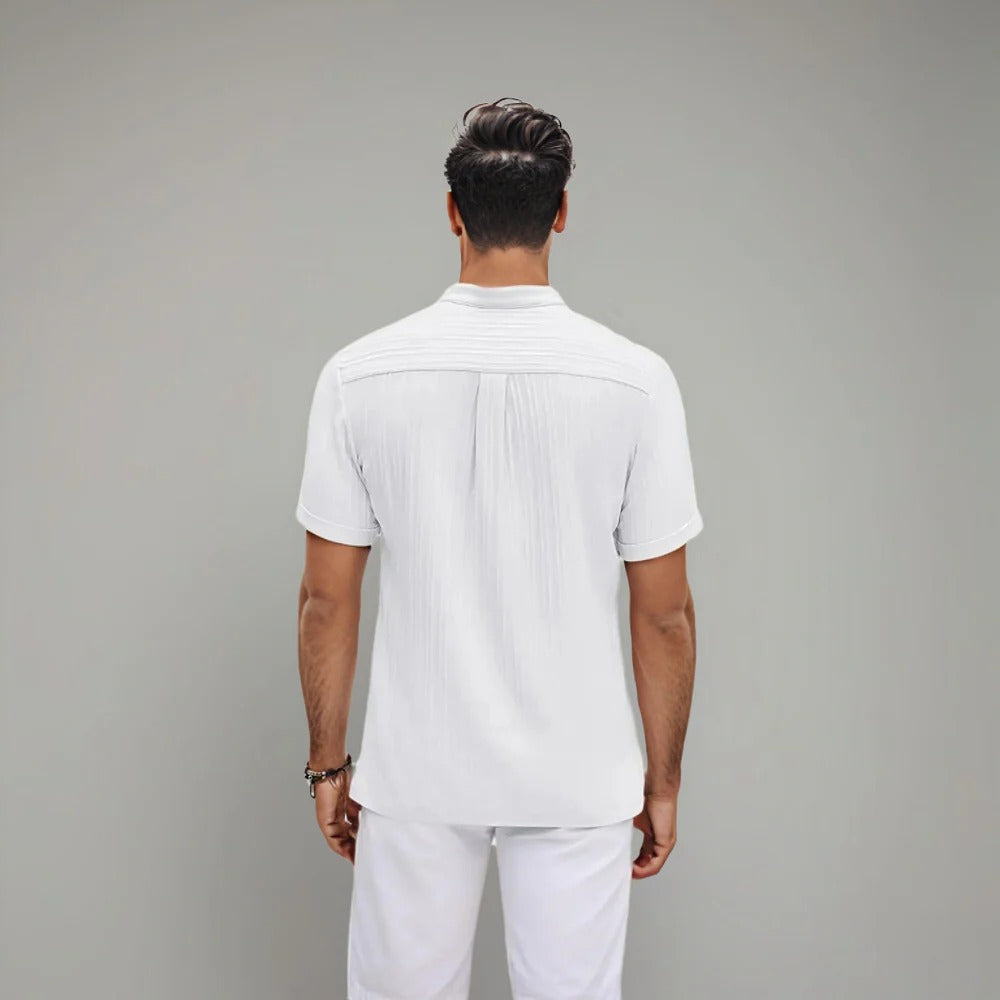 The Bentonville Men's Ribbed Stand Collar Polo Shirt