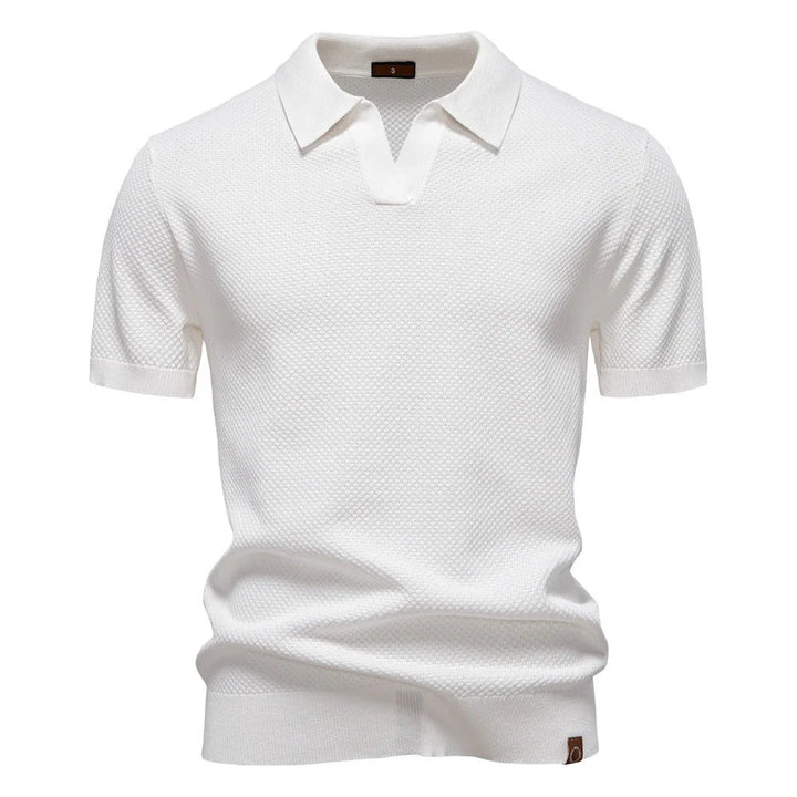 The Oakland Hills Men's Textured Knit Open Collar Polo Shirt