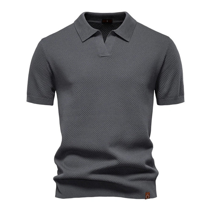 The Oakland Hills Men's Textured Knit Open Collar Polo Shirt