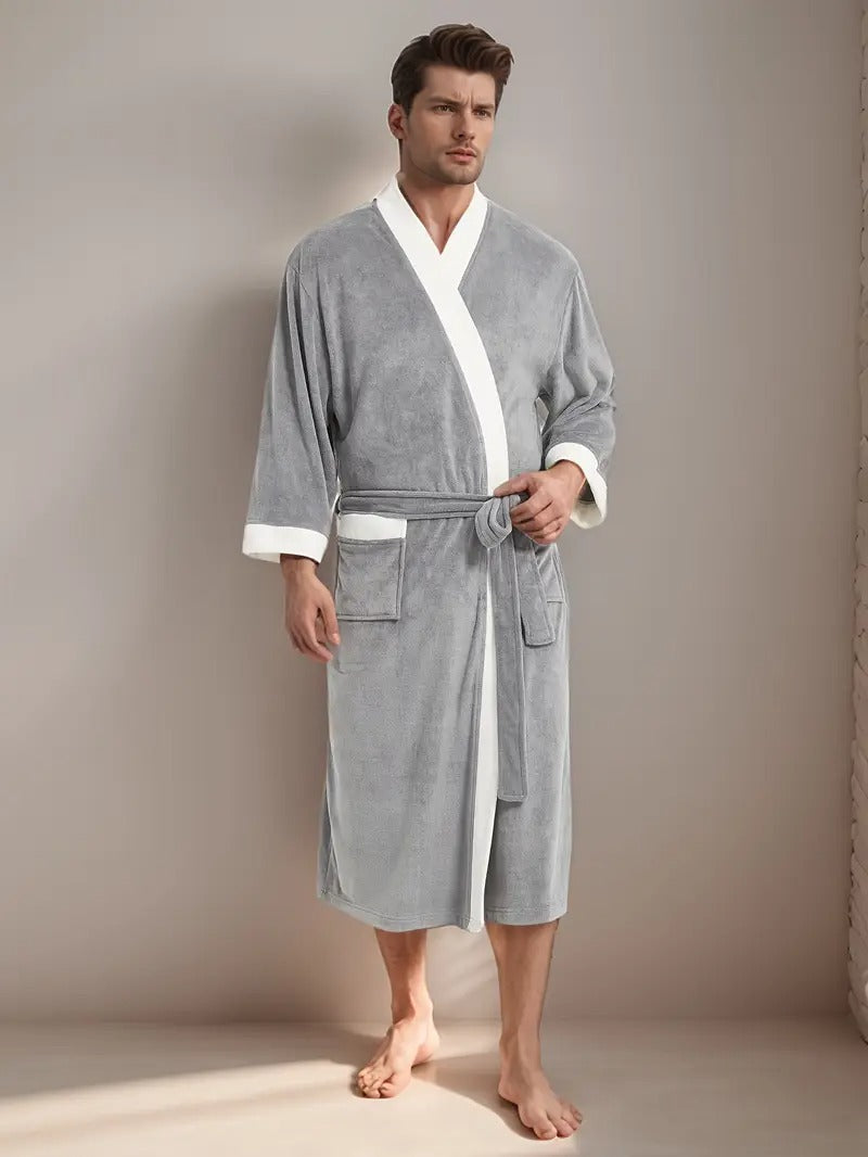 The Dulwich Men's Elegant Kimono Lightweight Spa Bathrobe with Belt