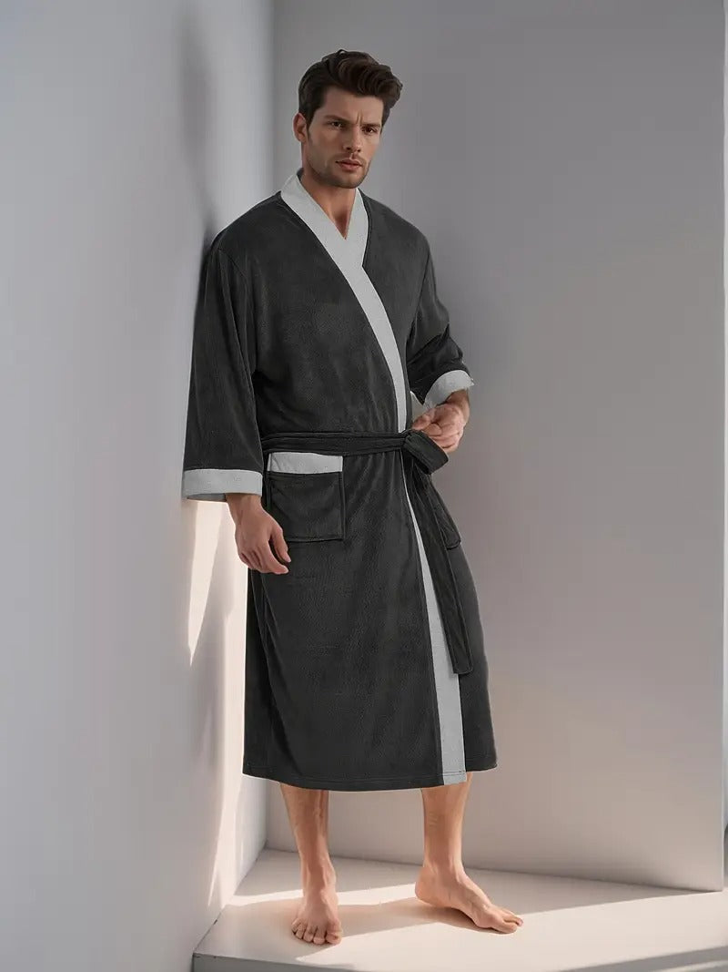The Dulwich Men's Elegant Kimono Lightweight Spa Bathrobe with Belt