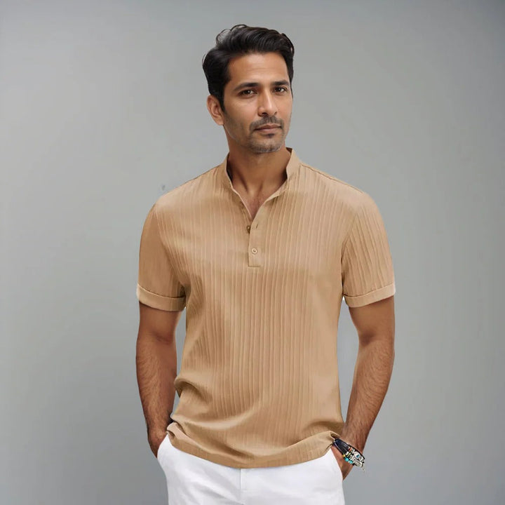 The Bentonville Men's Ribbed Stand Collar Polo Shirt