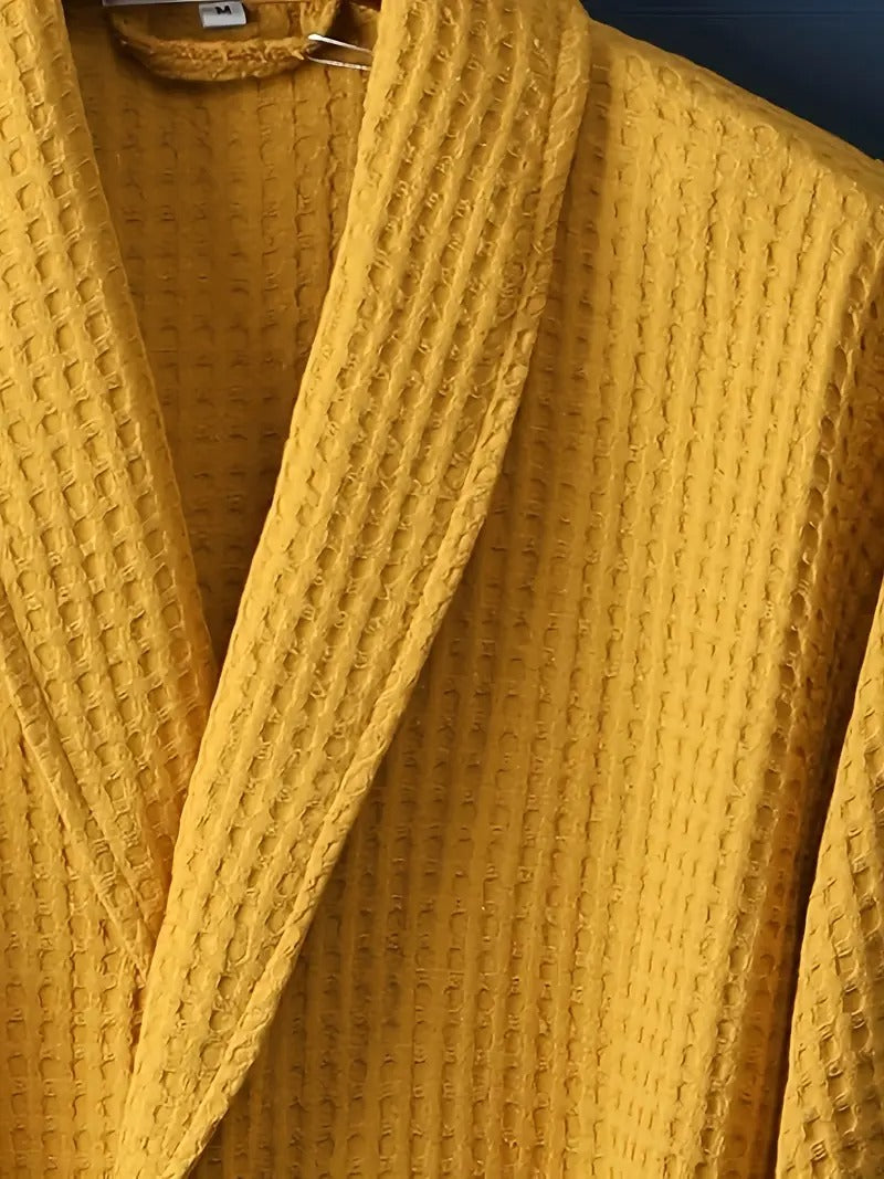 The Eastbourne Men's Cotton Waffle Lightweight Spa Bathrobe with Belt