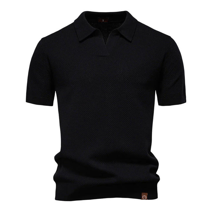 The Oakland Hills Men's Textured Knit Open Collar Polo Shirt