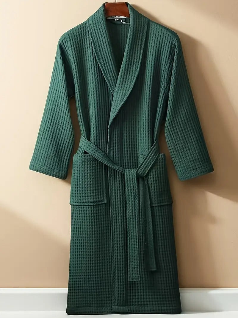 The Eastbourne Men's Cotton Waffle Lightweight Spa Bathrobe with Belt