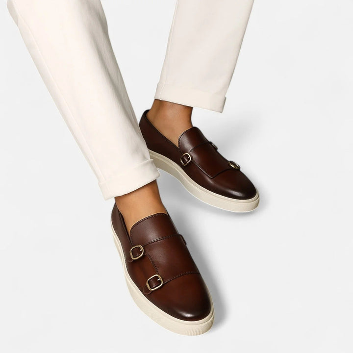The Magherafelt Men's Double Monk Strap Faux Leather Loafers