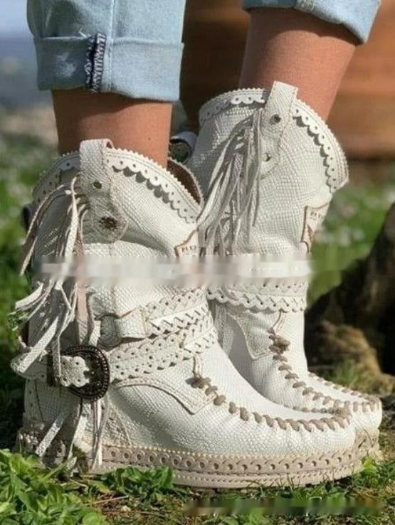 Fringed Bohemian Western Boots for Women