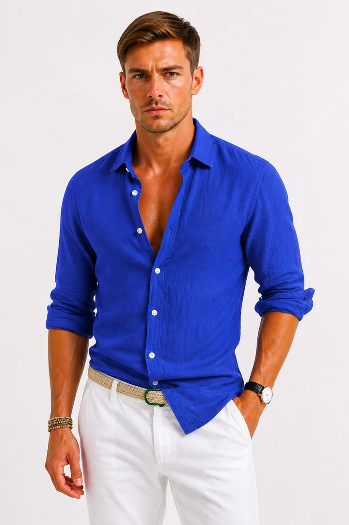 The Montalcino Men's Casual Linen Button Down Shirt