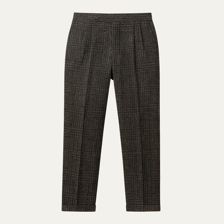 The Berrima Men’s Smart Casual Tweed Check Tailored Dress Pants – Black