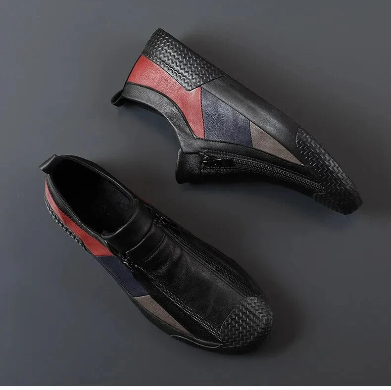 The Rome Men’s Leather Sneakers - Luxury Designer Shoes with Zip