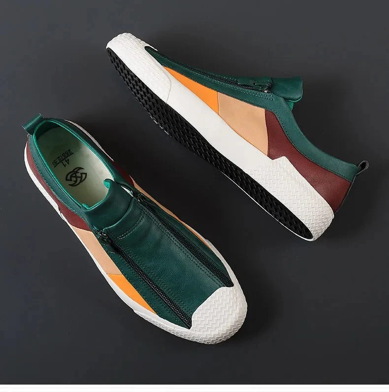 The Rome Men’s Leather Sneakers - Luxury Designer Shoes with Zip