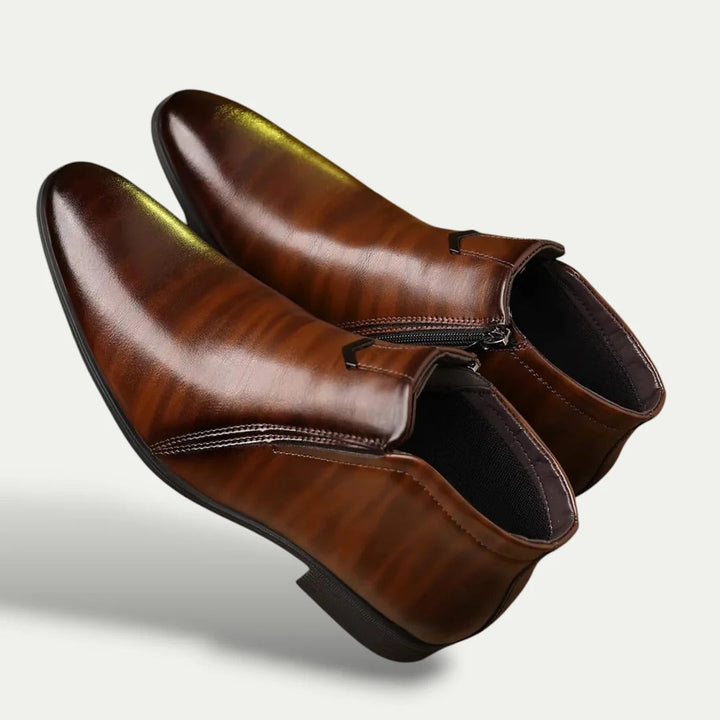 The Oxford Men's Faux Leather Ankle Boots - Vintage Business Dress Shoes