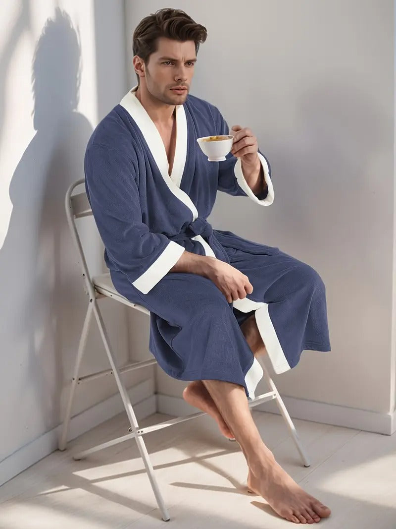 The Dulwich Men's Elegant Kimono Lightweight Spa Bathrobe with Belt