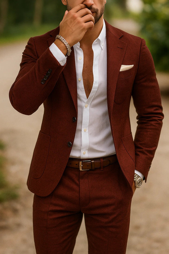 The Seabrook Men's Slim Fit Linen Suit Set - Blazer & Trousers
