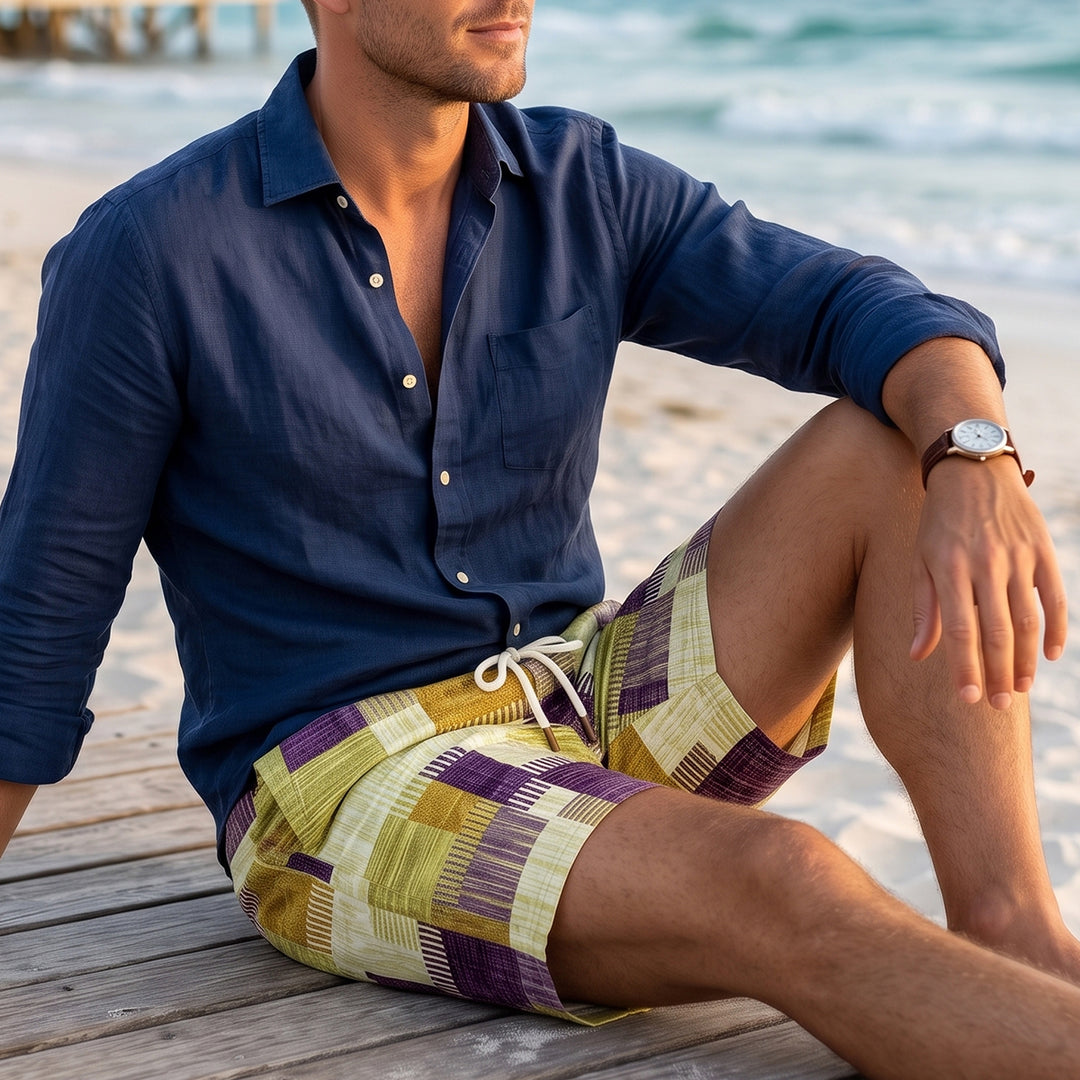 The Stratford Men’s Casual Drawstring Checked Summer Shorts