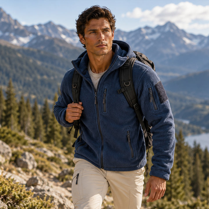 Men's Fleece Jacket Navy Hooded Tactical