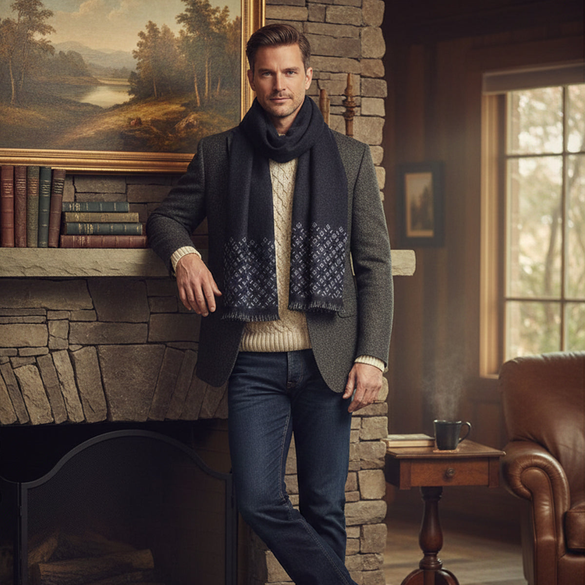 The Champs Élysées Cashmere Merino Scarf for Men - Black