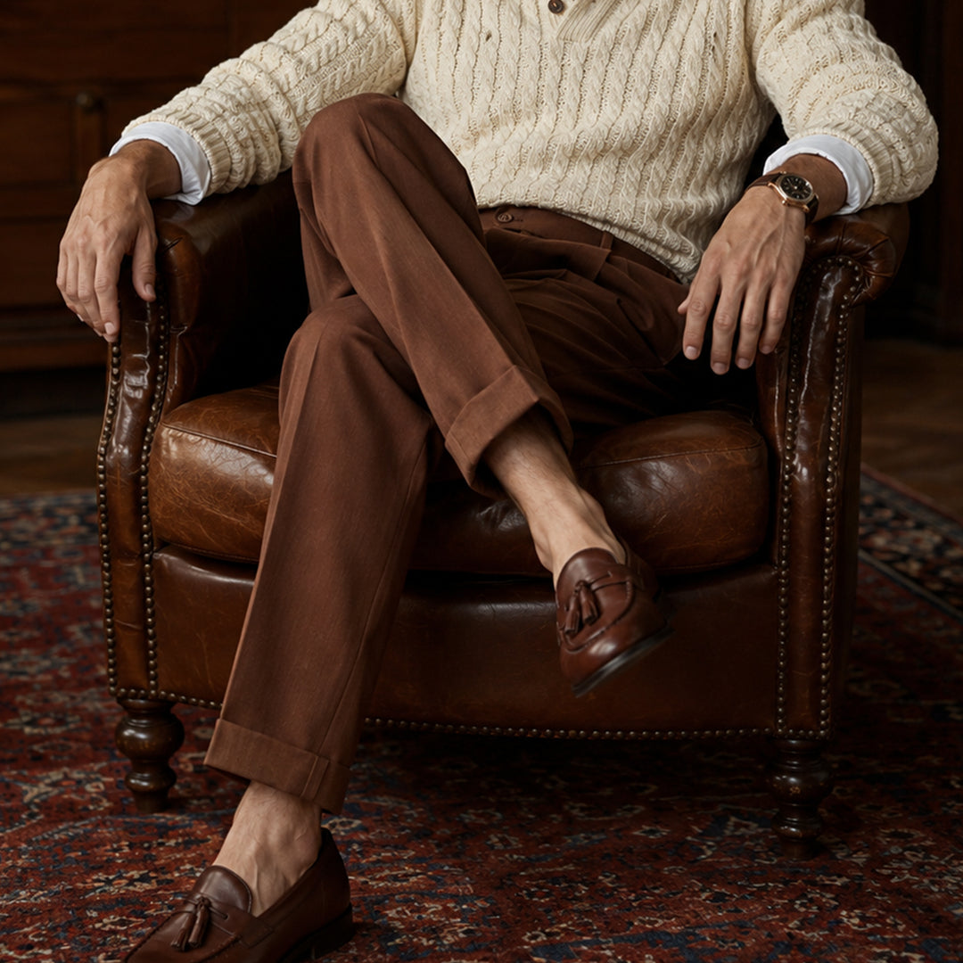 The Riva Garda Men’s High Waist Double Pleated Pants