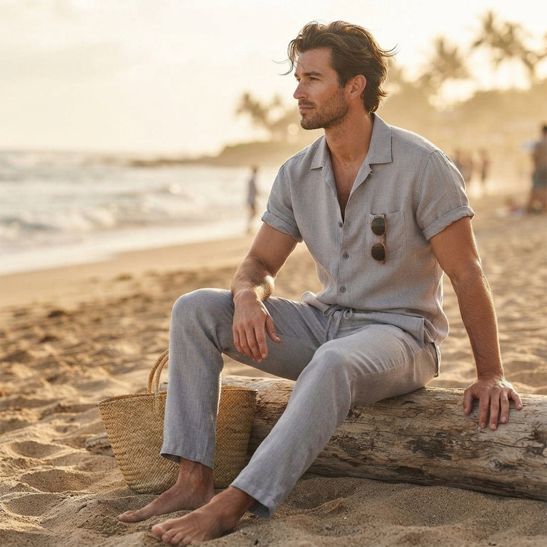 The Brookcrest Ridge Men’s Cotton Casual Summer Set – Shirt & Pants