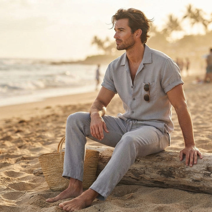 The Brookcrest Ridge Men’s Cotton Casual Summer Set – Shirt & Pants