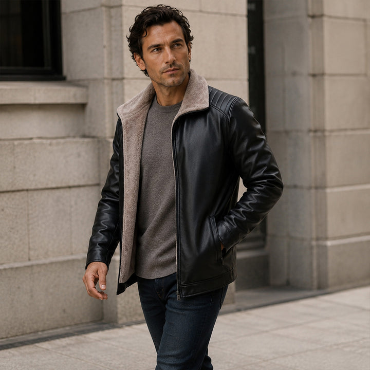 Men’s Winter Fleece Lined Faux Leather Jacket