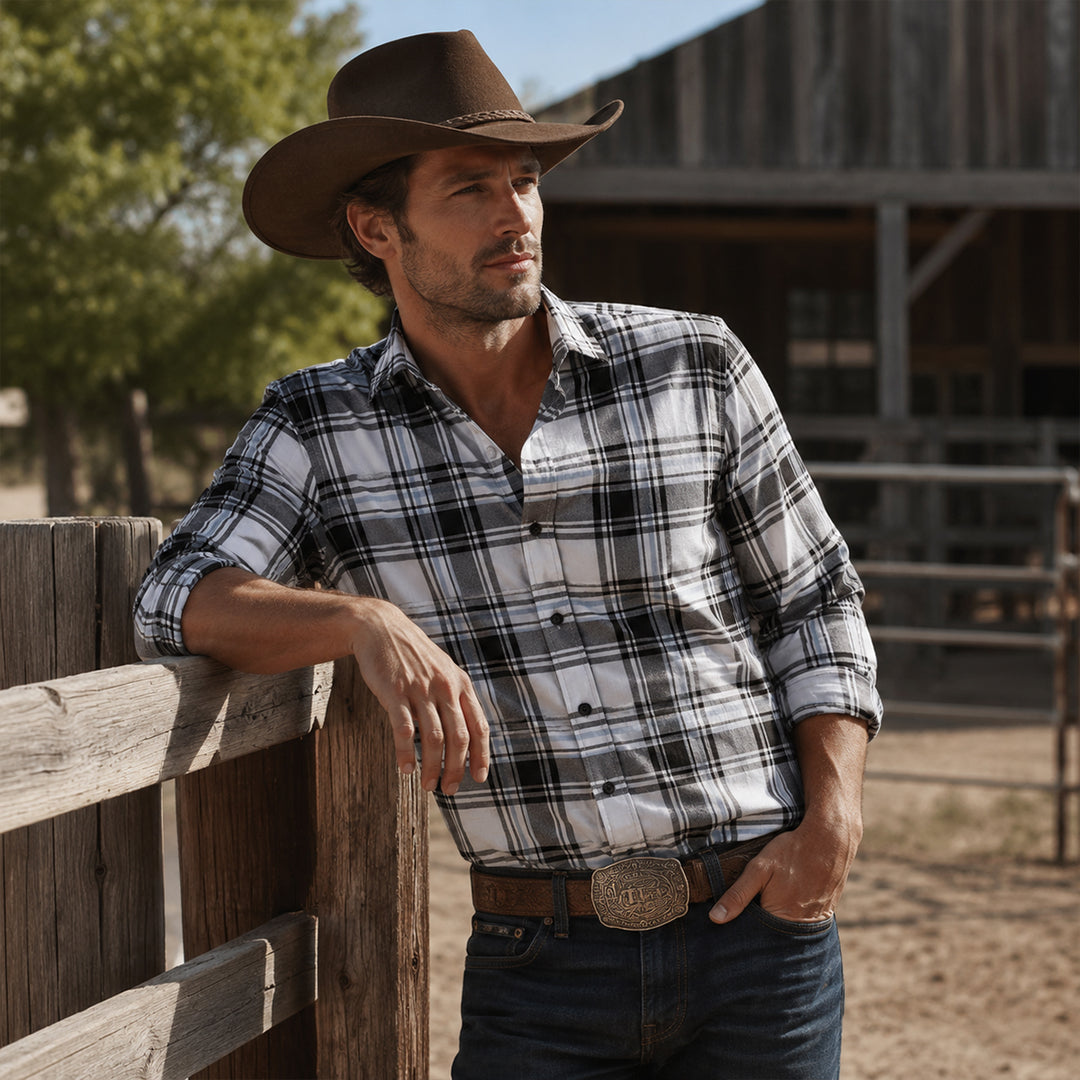 The Livorno Men’s Western Style Shirt Cowboy Print Trendy Shirt