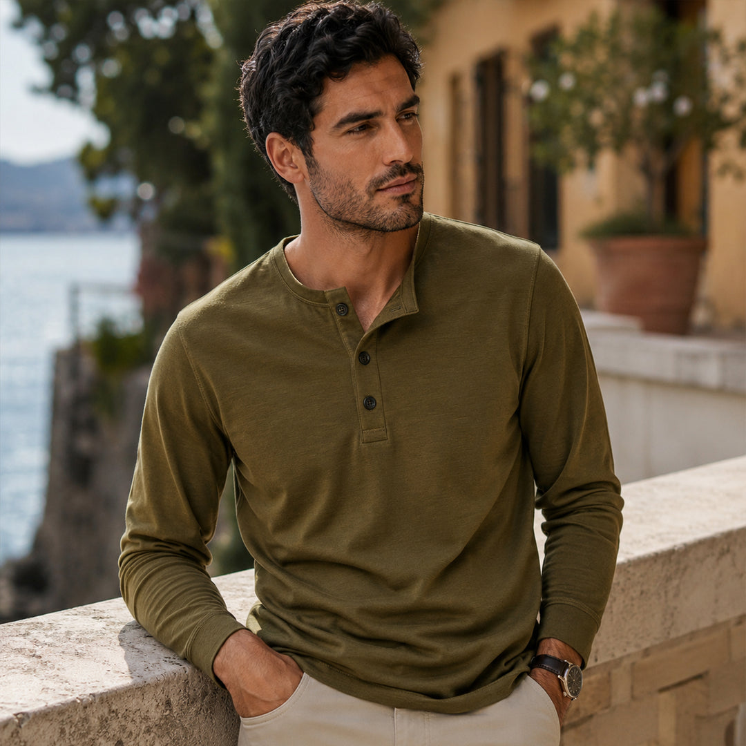 The Cromwell Long sleeve Cotton Polo for Men